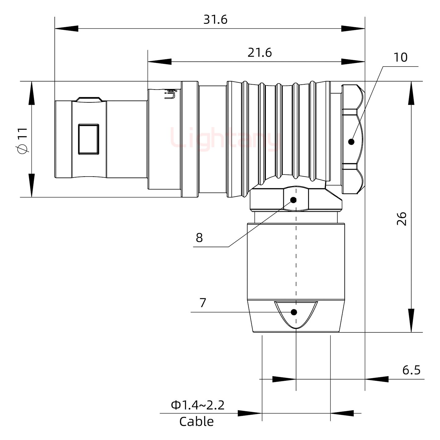 FHG.0B.002.CLAD21推拉自鎖彎式插頭