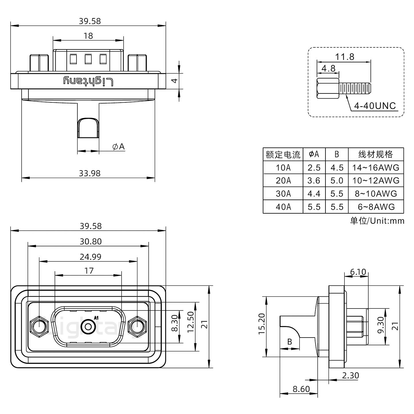 防水1W1公焊線式/鎖螺絲/大電流40A