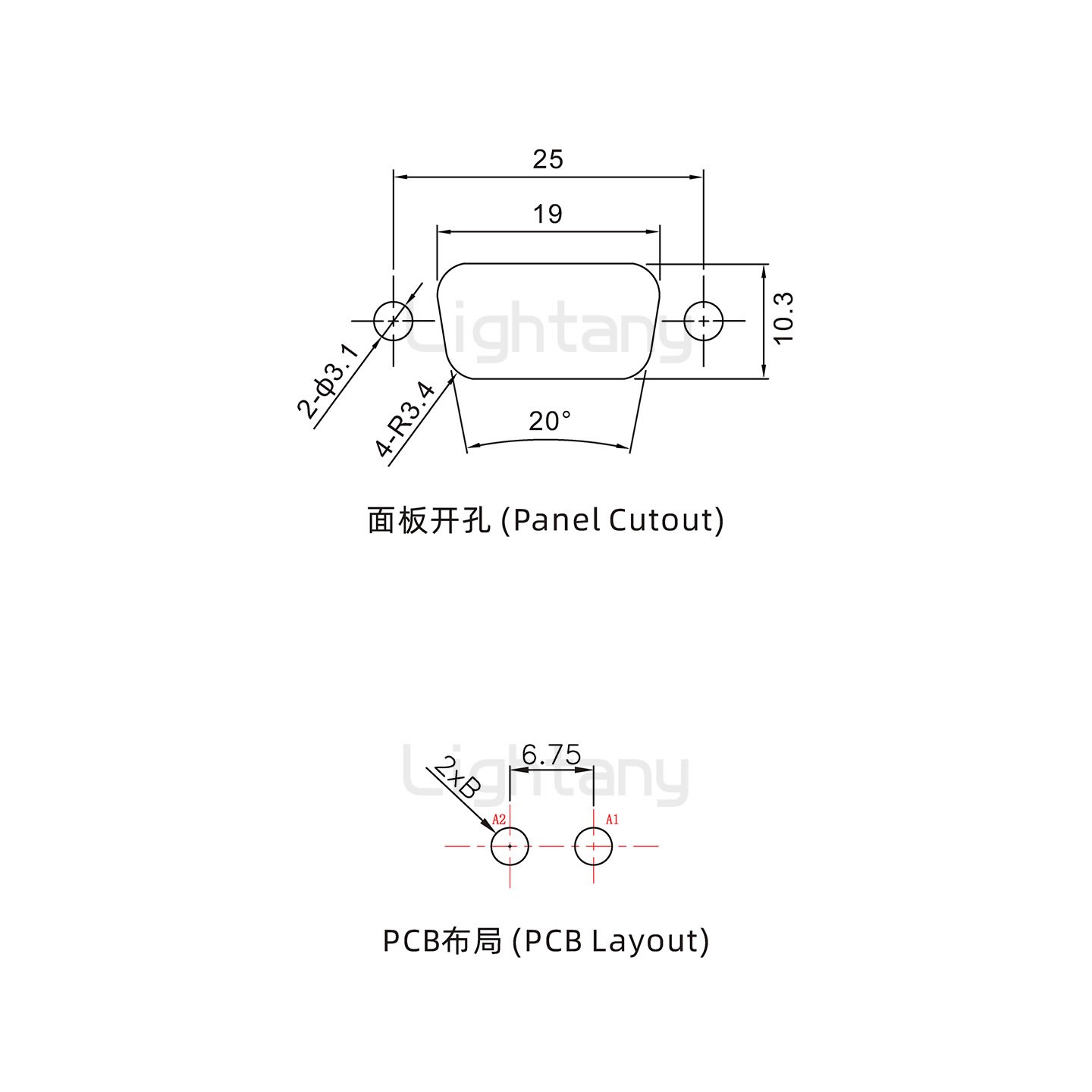 防水2W2母直插板/鎖螺絲/大電流40A