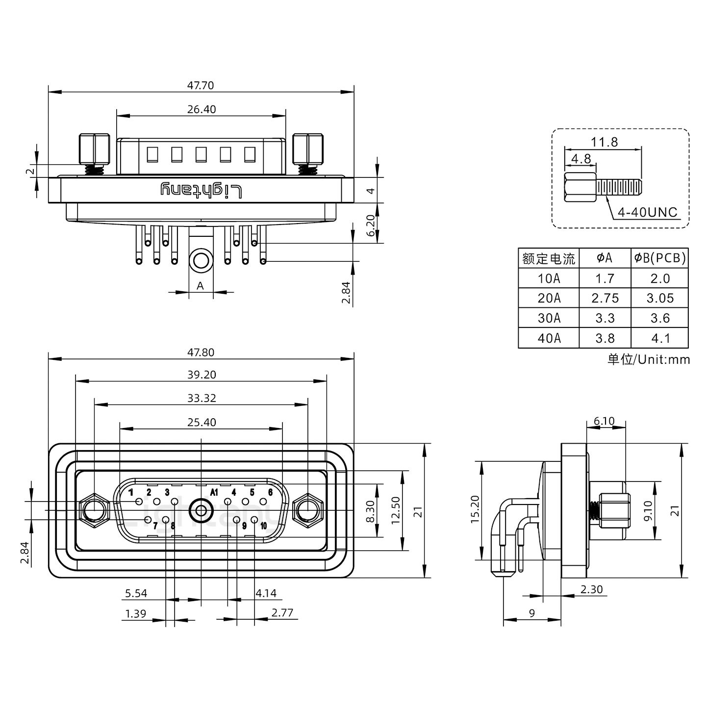 防水11W1公彎插板/鎖螺絲/大電流40A