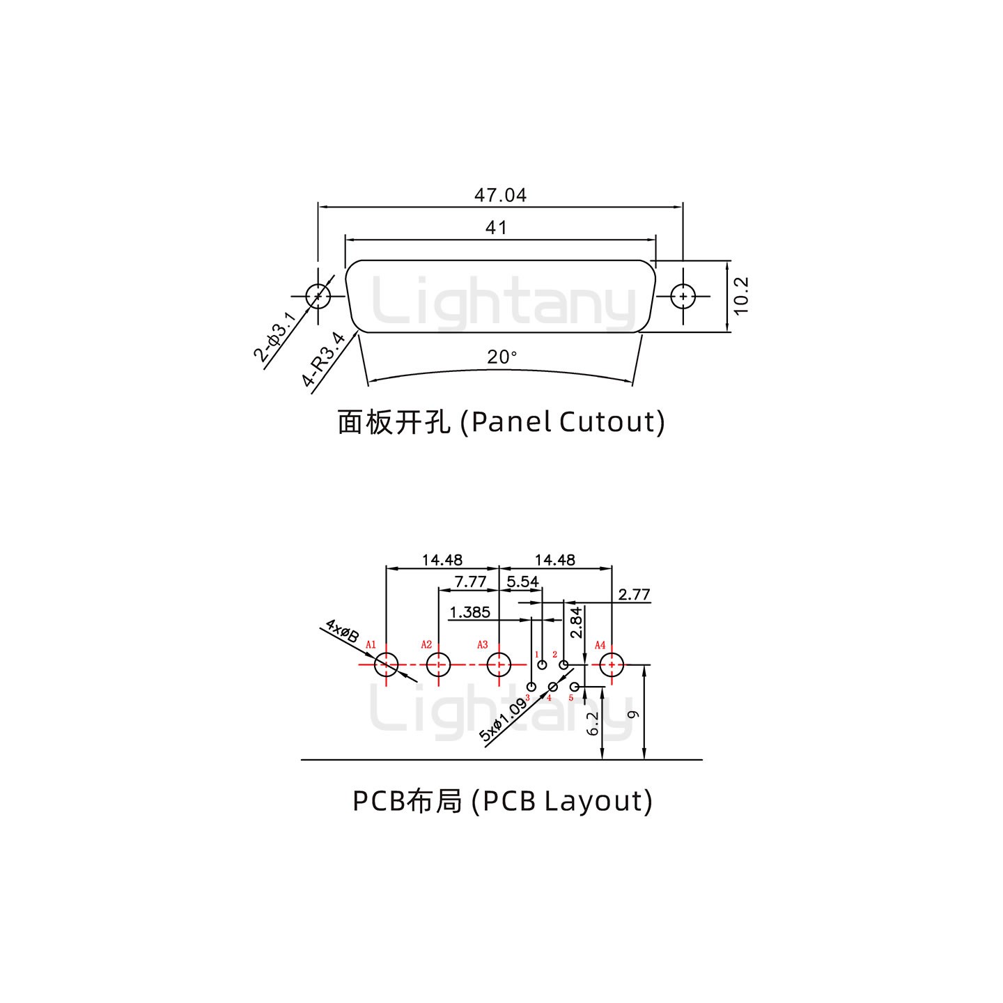 防水9W4公彎插板/鎖螺絲/大電流40A