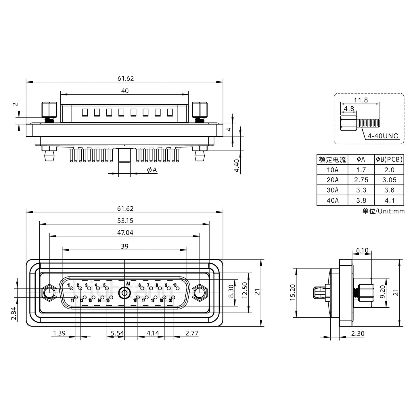 防水21W1公直插板/鉚魚叉/鎖螺絲/大電流40A