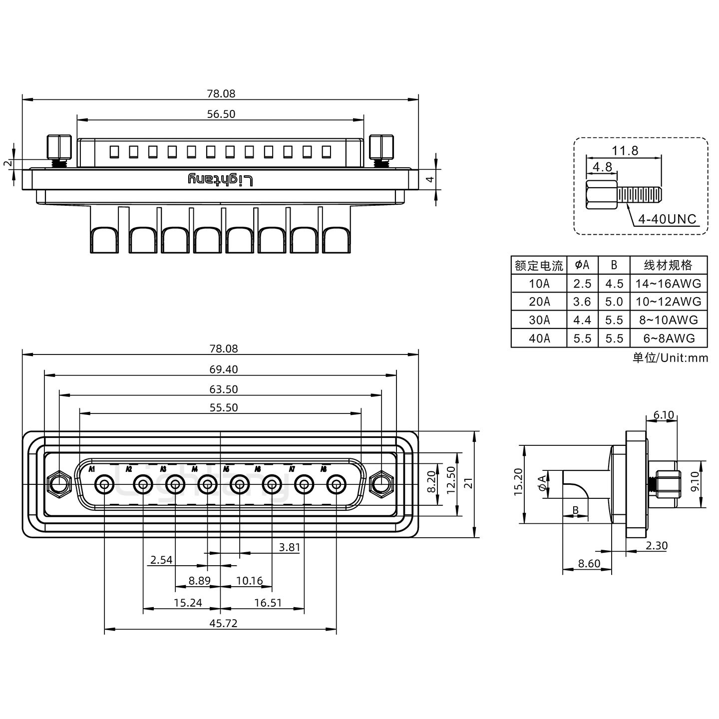 防水8W8公焊線式/鎖螺絲/大電流40A