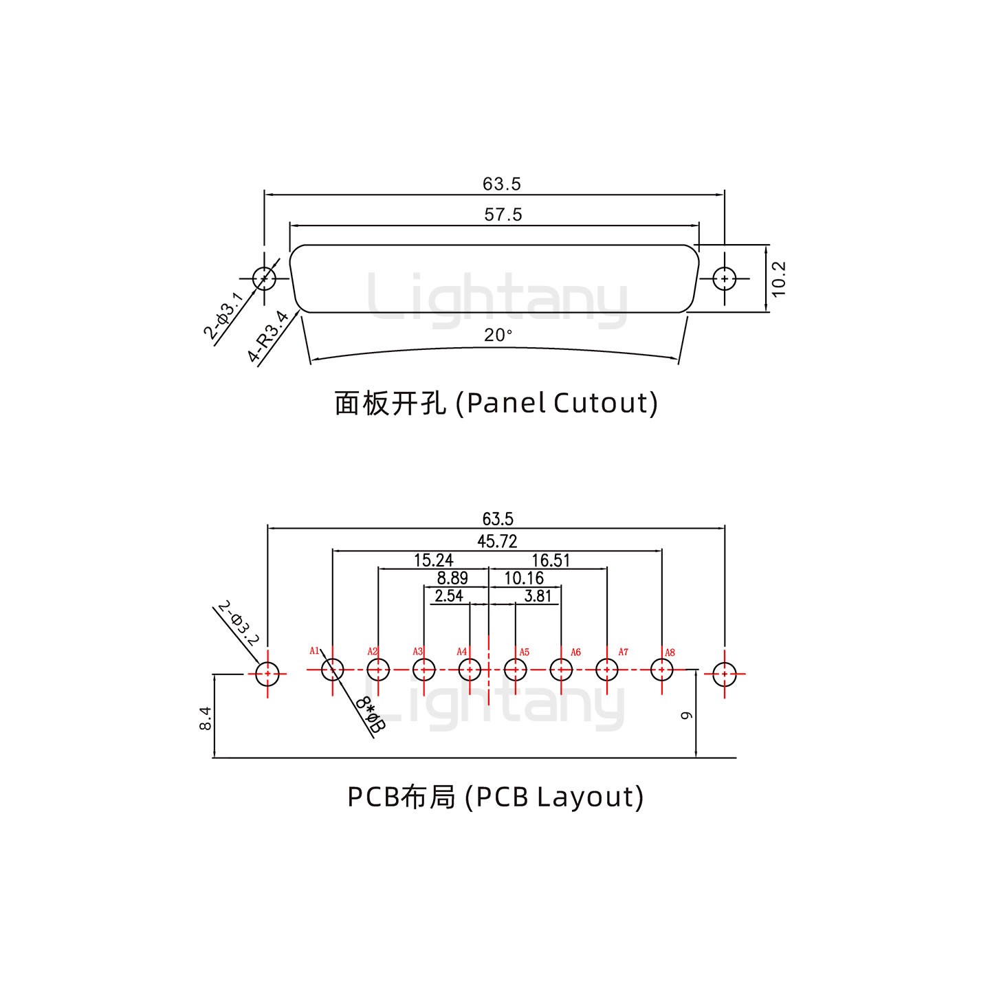 防水8W8公彎插板/鉚支架/鎖螺絲/大電流40A