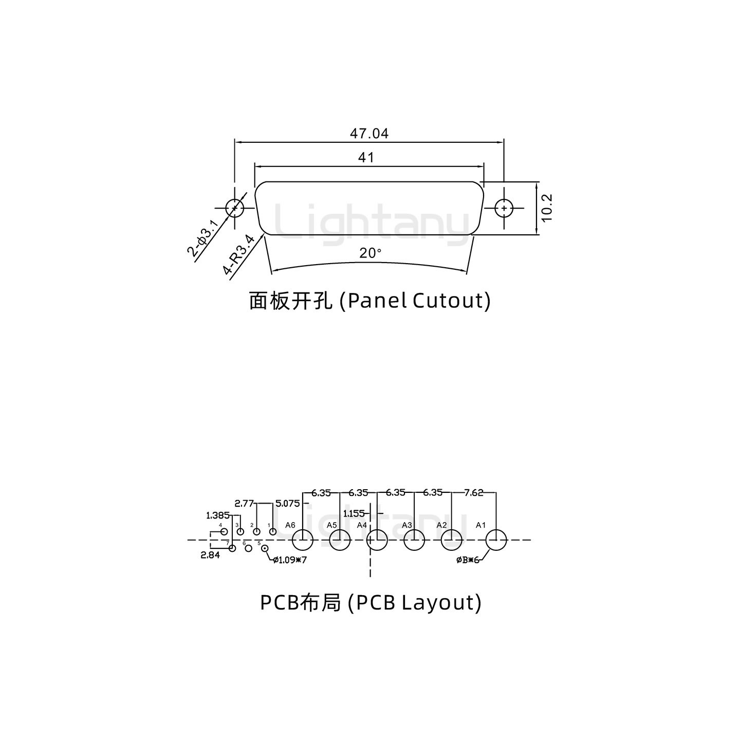 防水13W6B母直插板/鎖螺絲/大電流40A