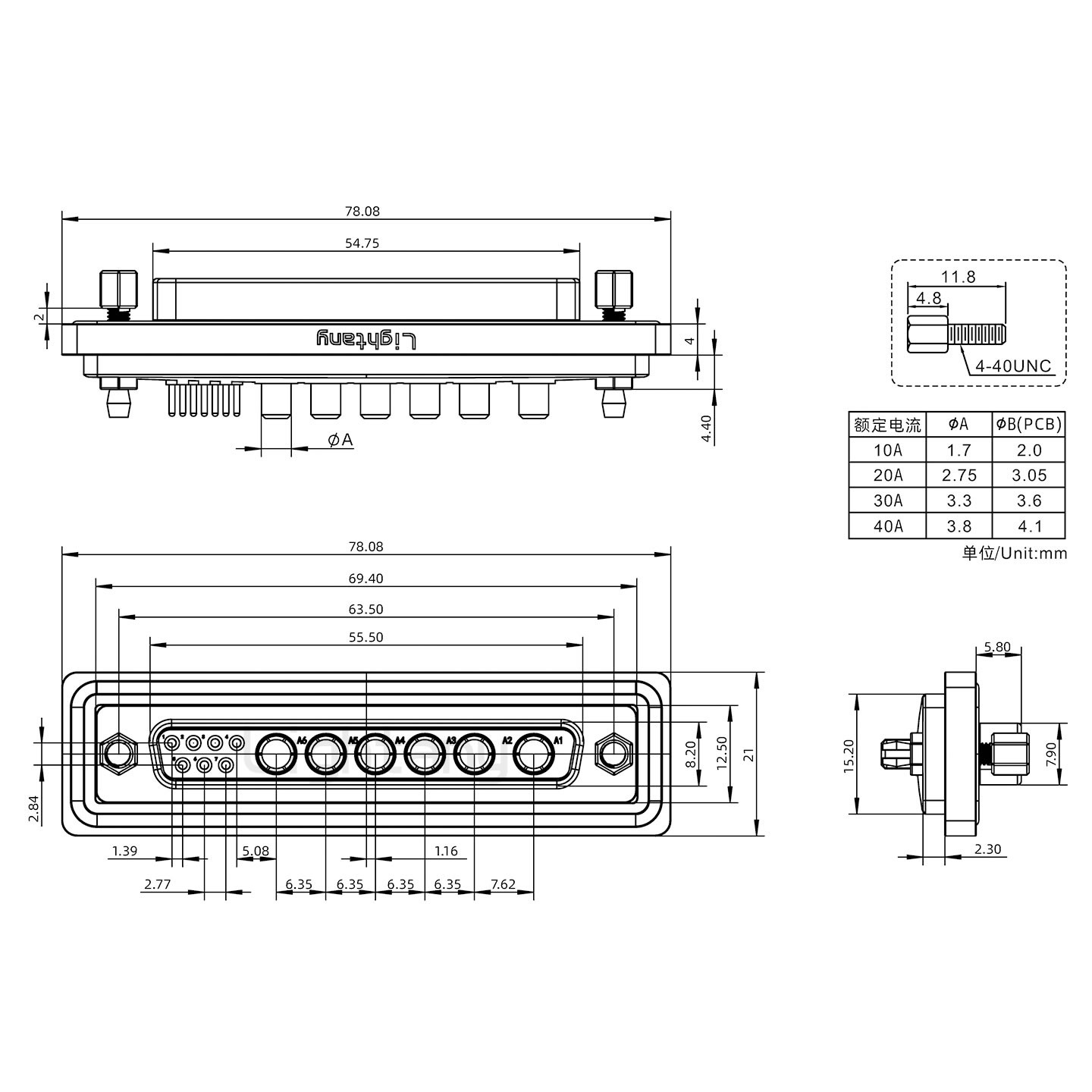 防水13W6B母直插板/鉚魚叉/鎖螺絲/大電流40A