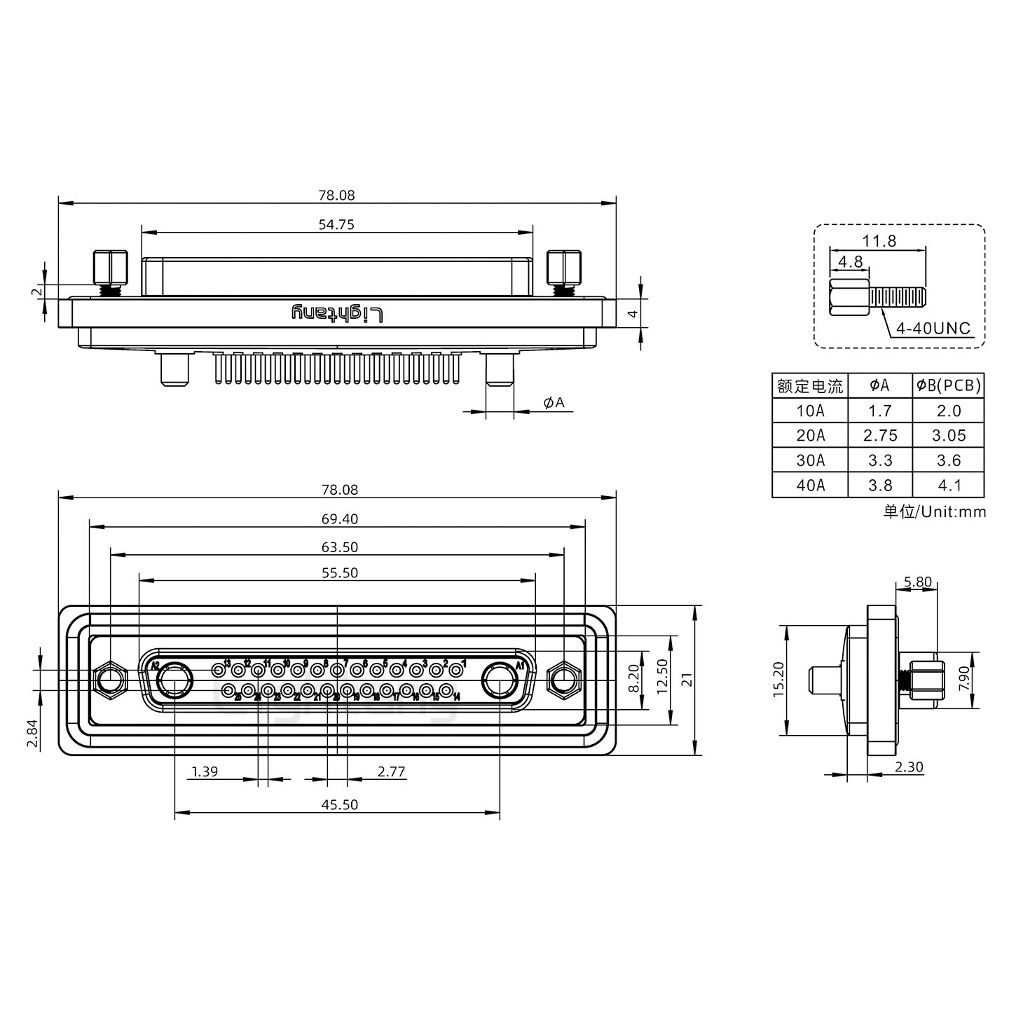 防水27W2母直插板/鎖螺絲/大電流40A