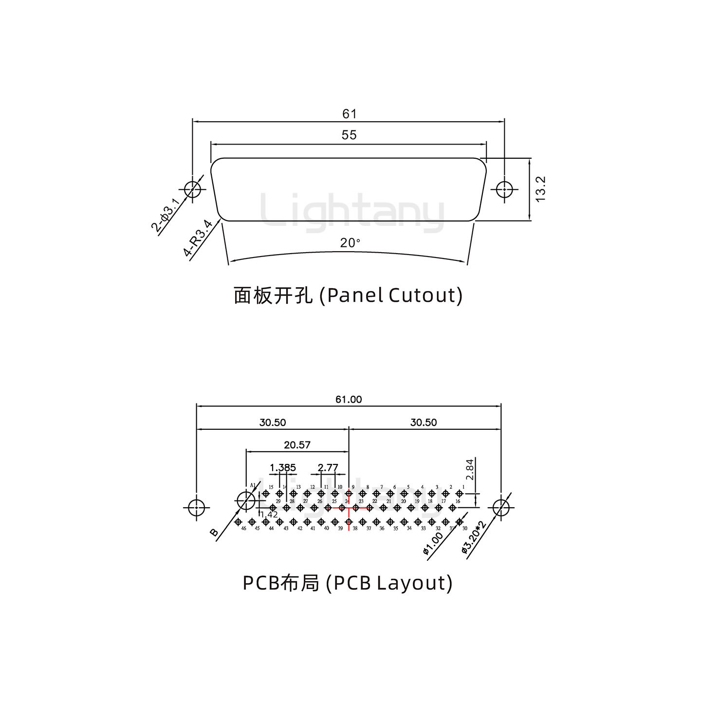 防水47W1母直插板/鉚魚叉/鎖螺絲/大電流40A