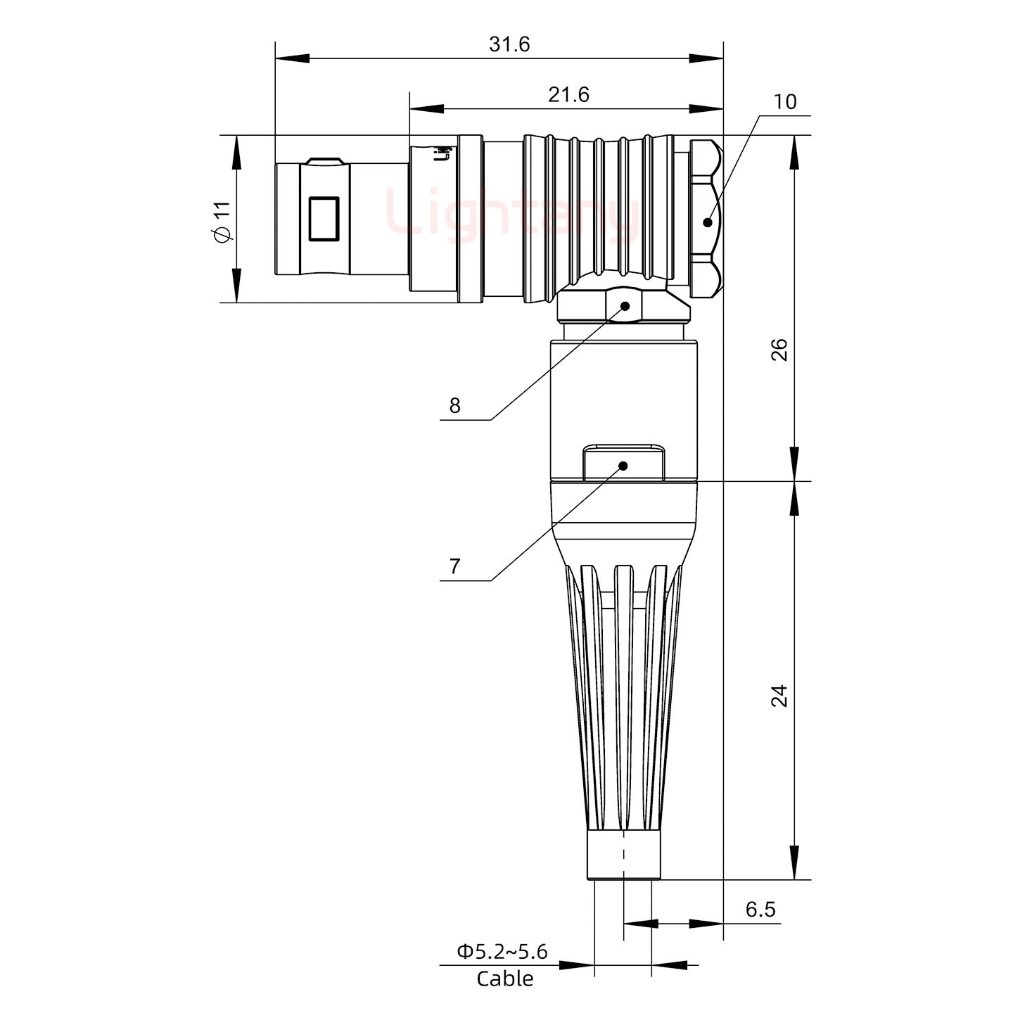 FHG.0B.003.CLAD56Z帶護套彎式插頭