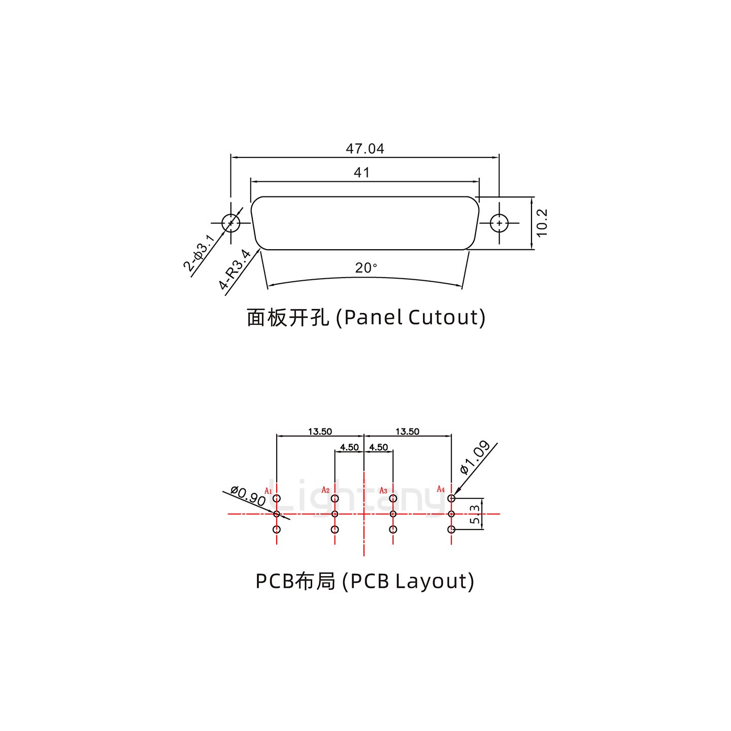 防水4V4公直插板/鎖螺絲/射頻同軸50歐姆