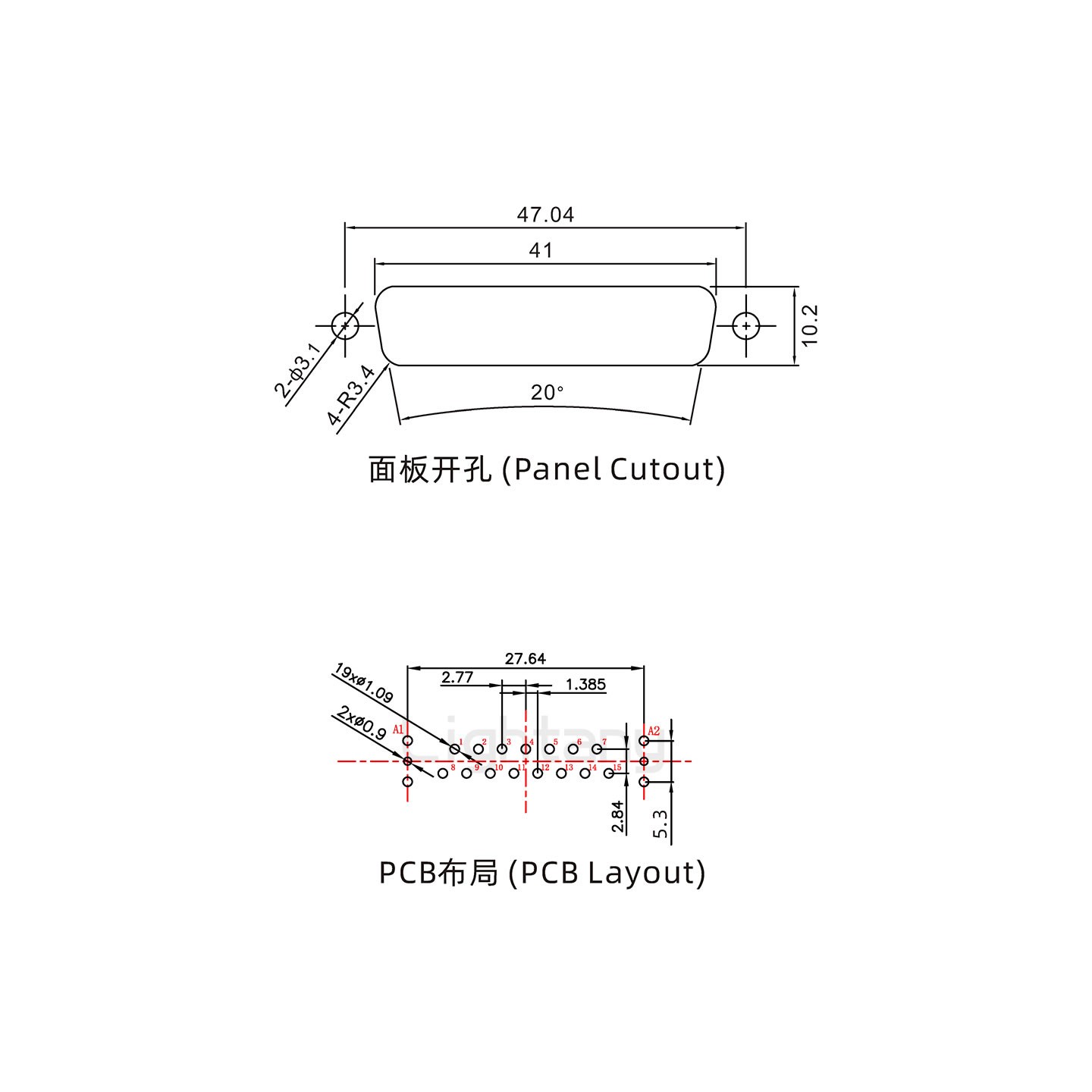 防水17W2公直插板/鎖螺絲/射頻同軸50歐姆