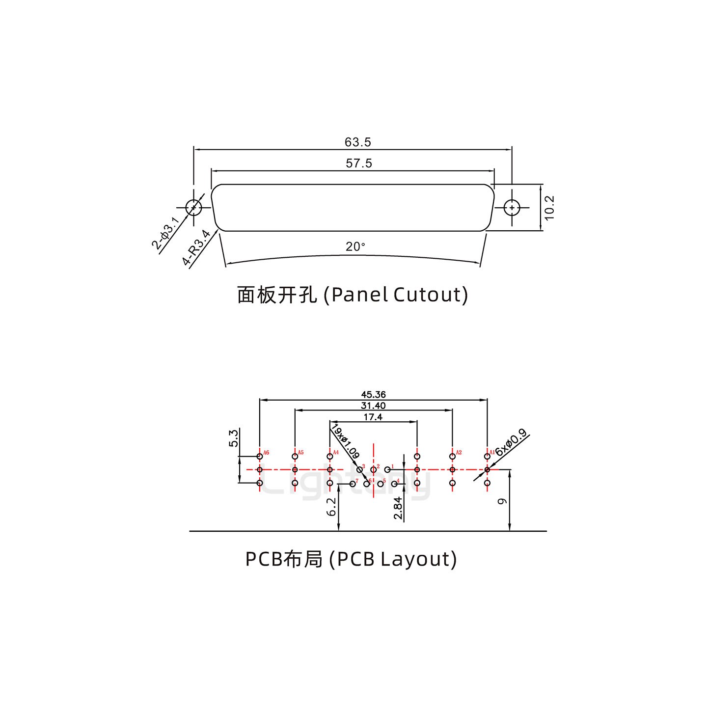 防水13W6A母彎插板/鎖螺絲/射頻同軸50歐姆