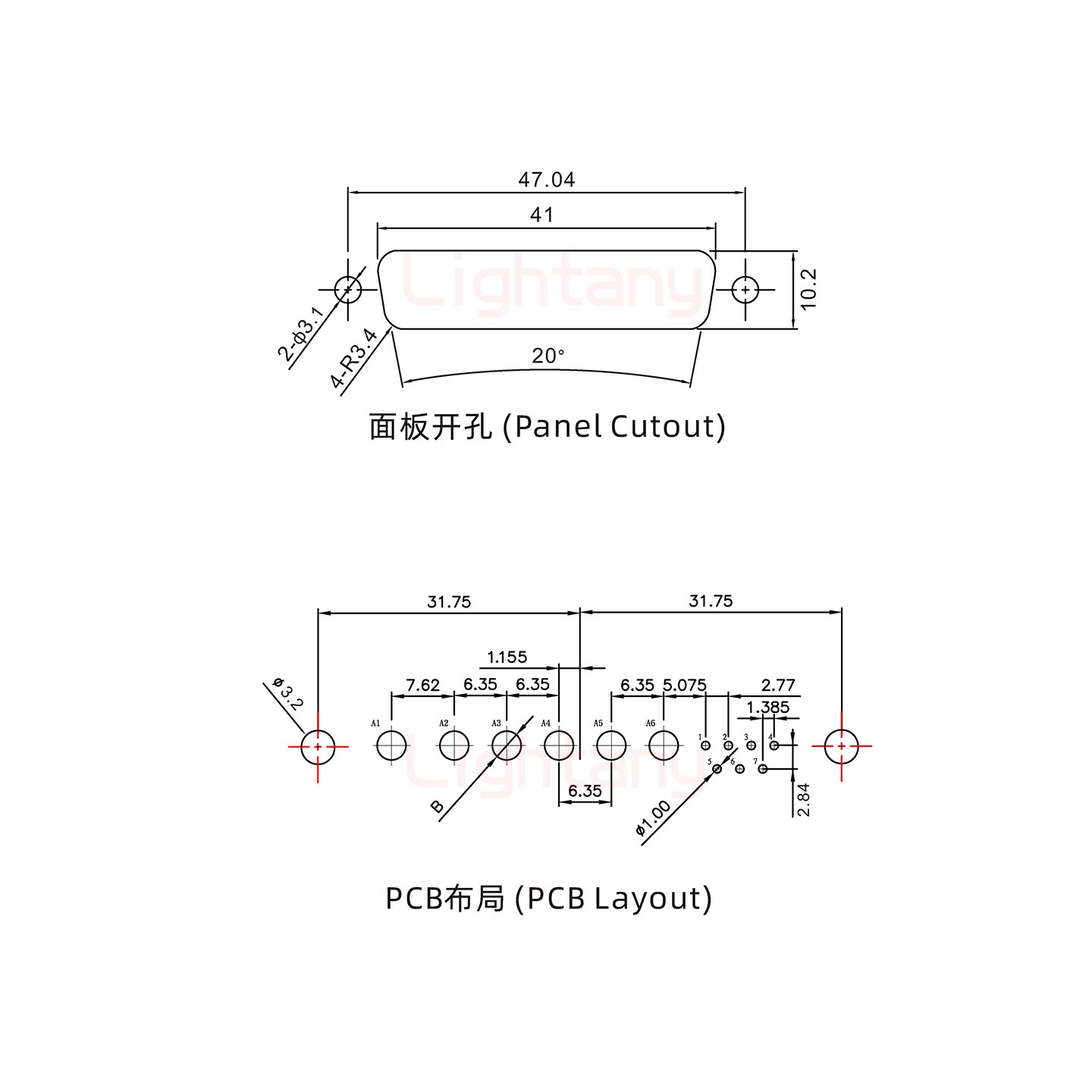 13W6B公PCB直插板/鉚支架7.0/大電流10A