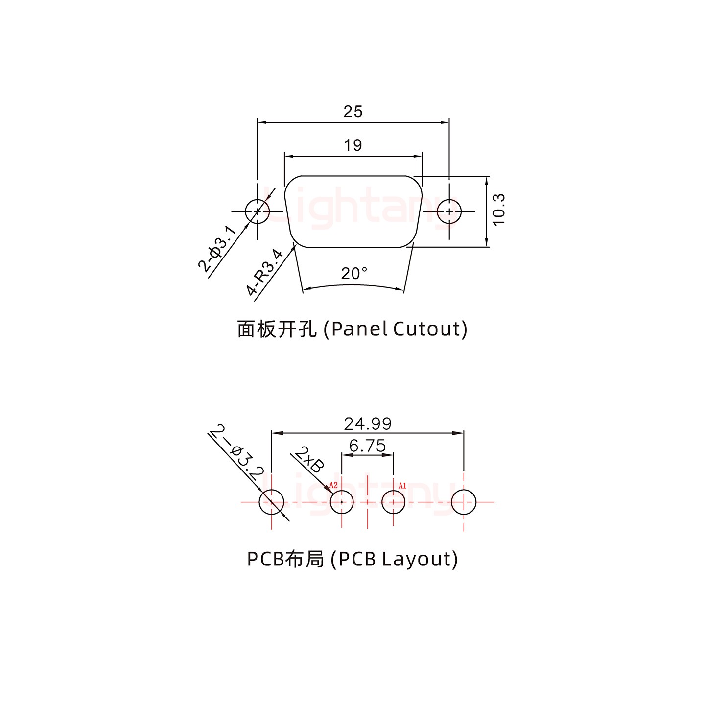 2W2母PCB直插板/鉚魚叉7.0/大電流30A