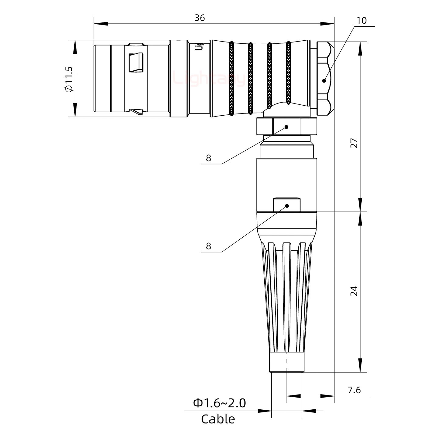 FHG.0K.002.CLAC20Z推拉自鎖帶護套彎式插頭