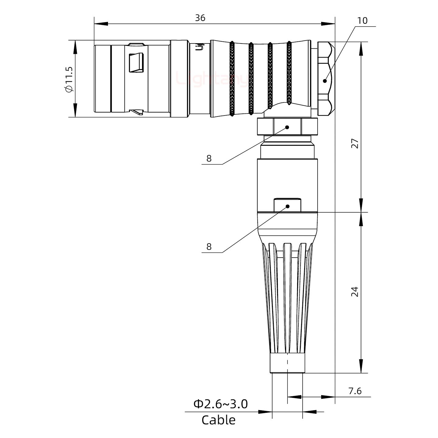 FHG.0K.004.CLAC30Z推拉自鎖帶護套彎式插頭