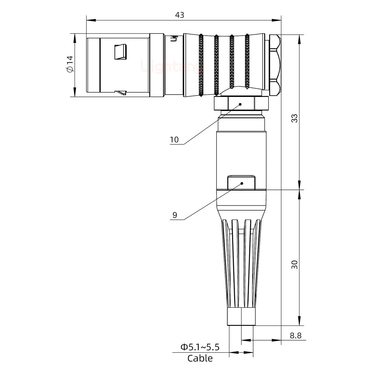 FHG.1K.003.CLAC55Z推拉自鎖帶護(hù)套彎式插頭