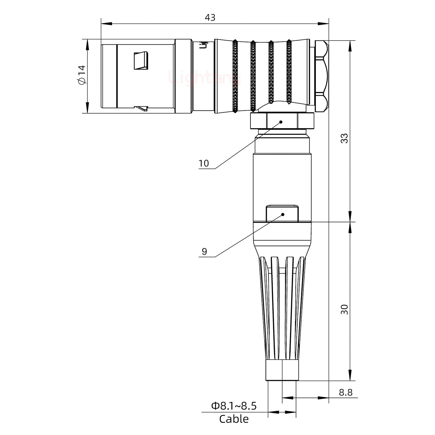 FHG.1K.005.CLAK85Z推拉自鎖帶護套彎式插頭