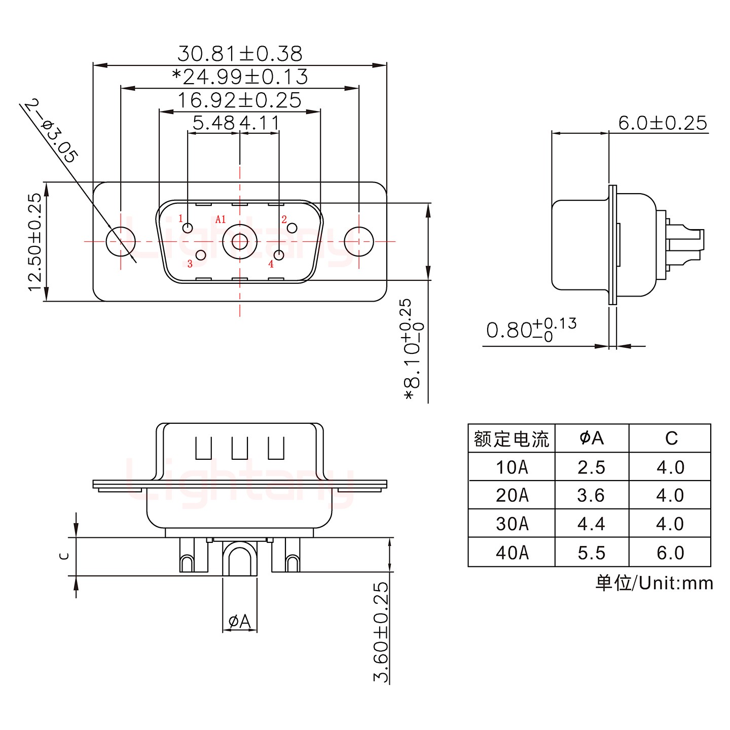 5W1公短體焊線40A+9P金屬外殼1707直出線4~12mm