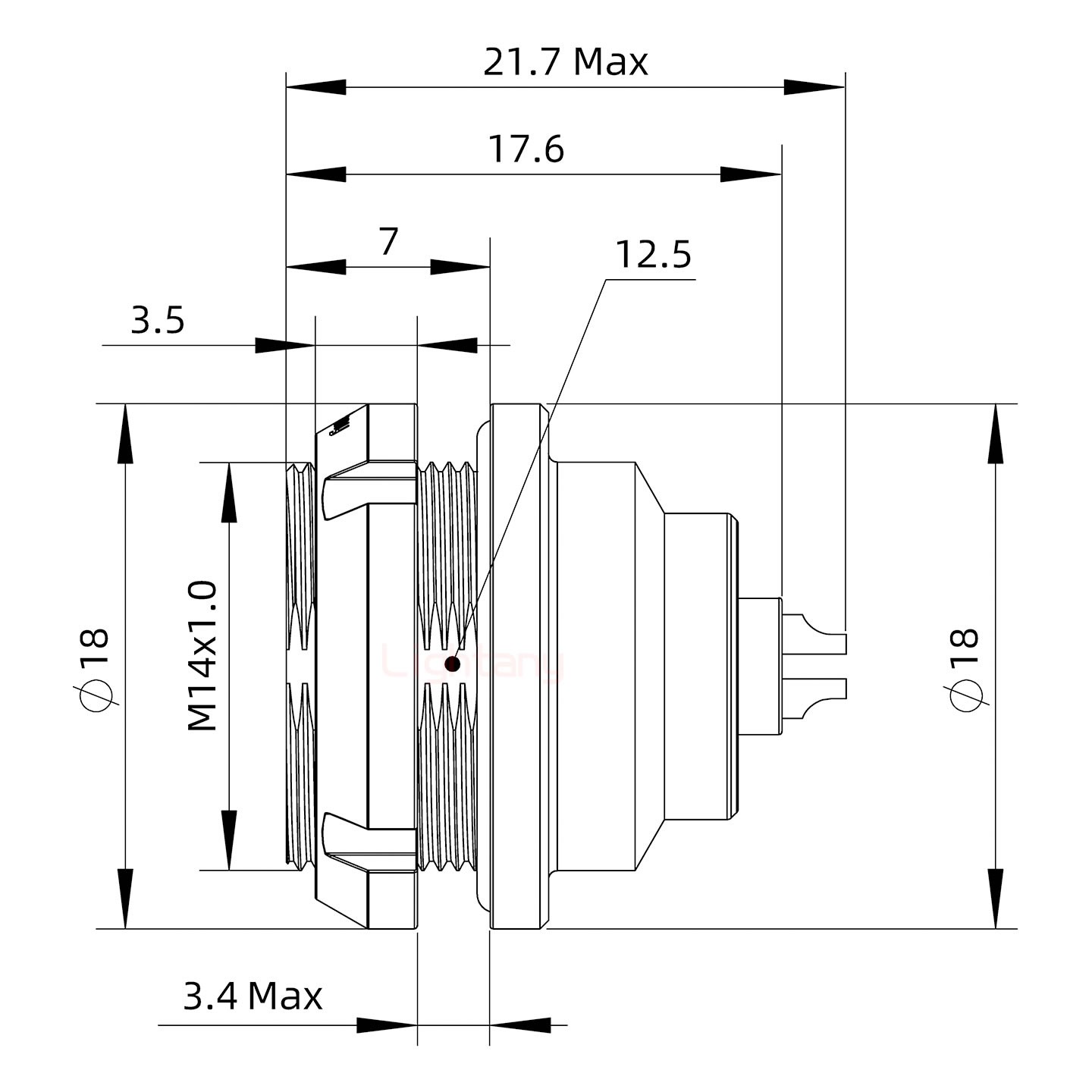 EEG.0K.005.CLL推拉自鎖前螺母插座 焊線