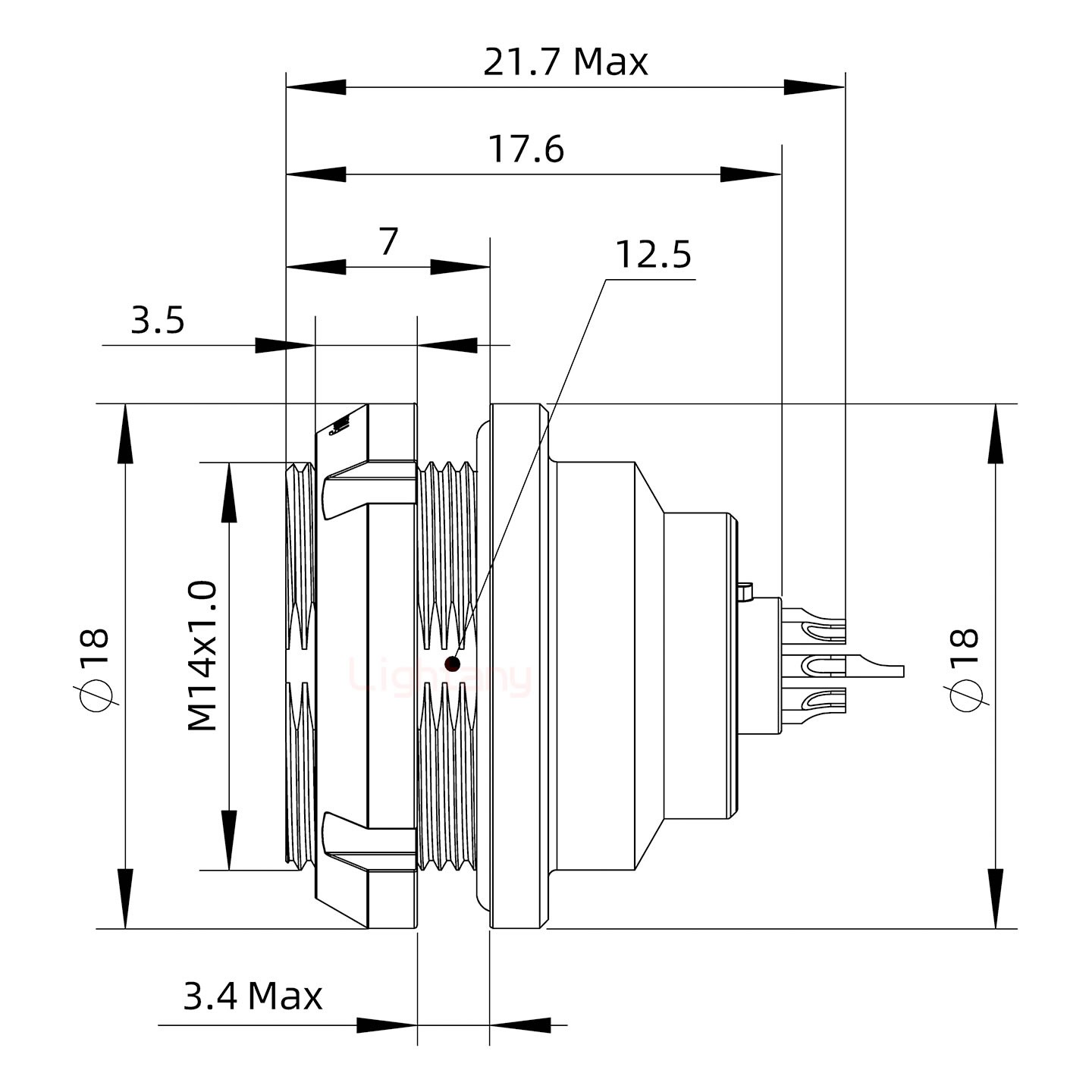 EEG.0K.006.CLL推拉自鎖前螺母插座 焊線