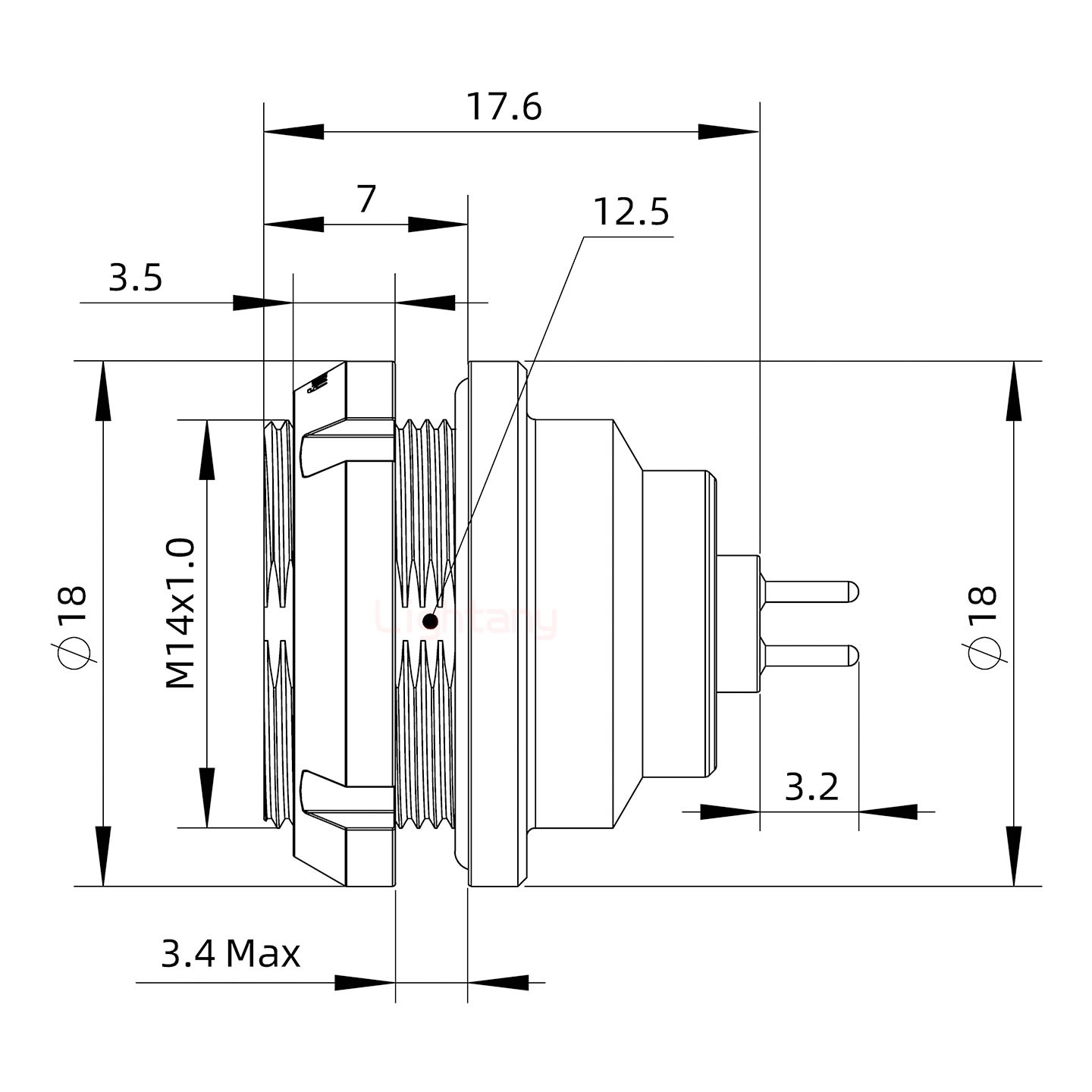 EEG.0K.009.CLN推拉自鎖前螺母插座 PCB直插板